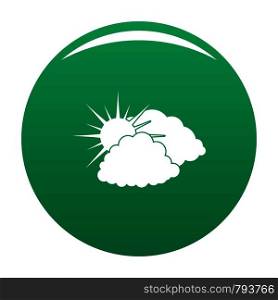 Dark cloudy sun icon. Simple illustration of dark cloudy sun vector icon for any design green. Dark cloudy sun icon vector green