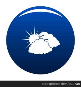 Dark cloudy sun icon vector blue circle isolated on white background . Dark cloudy sun icon blue vector