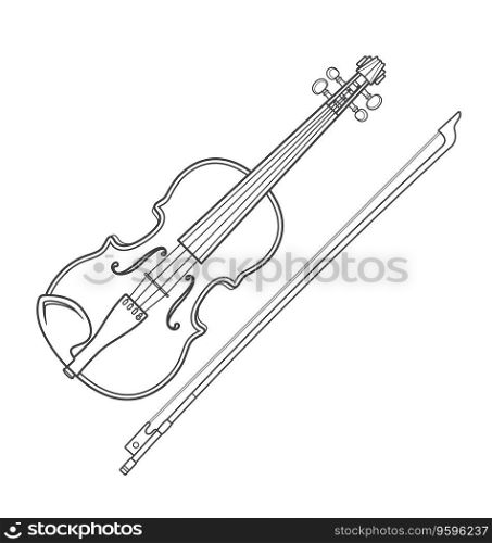 Dark contour fiddle violin vector image