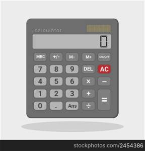 Dark electronic calculator in flat style. Pocket calculators for finance, business, math, and education, Digital keypad math device, vector illustration.