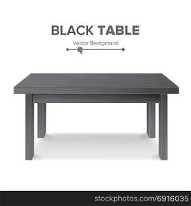 Dark Empty Square Table, Platform. Isolated. Black Table, Stand Vector. 3D Stand Template For Object Presentation. Realistic Vector