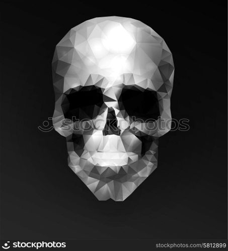 Dark gothic Background with polygonal modern skull, crystal skull