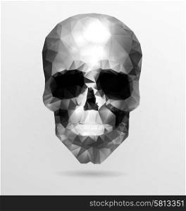 Dark gothic Background with polygonal modern skull, crystal skull