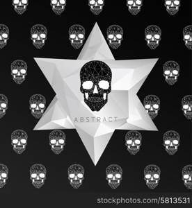 Dark gothic Background with polygonal modern skull, crystal skull