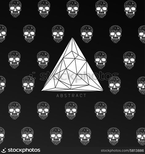 Dark gothic Background with polygonal modern skull, crystal skull