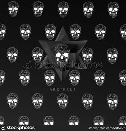 Dark gothic Background with polygonal modern skull, crystal skull