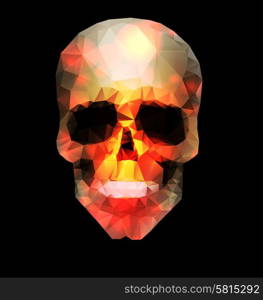 Dark gothic Background with polygonal modern skull, crystal skull