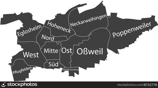 Pastel flat vector administrative map of LUDWIGSBURG, GERMANY with name ...