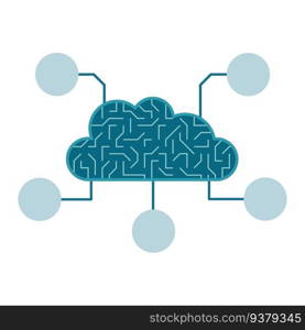 Dark green cloud connected with points infographic chart design template. Cloud computing. Abstract infochart with copy space. Instructional graphics with 5 step sequence. Visual data presentation. Dark green cloud connected with points infographic chart design template