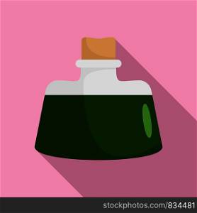 Dark green potion icon. Flat illustration of dark green potion vector icon for web design. Dark green potion icon, flat style
