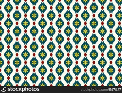 Dark green vintage blossom and leaves and lobe pattern on light yellow background. Classic bloom seamless pattern style for old design or ancient work