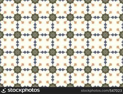 Dark green Vintage flower and arrow shape pattern on light yellow background. Classic bloom seamless pattern style for old design