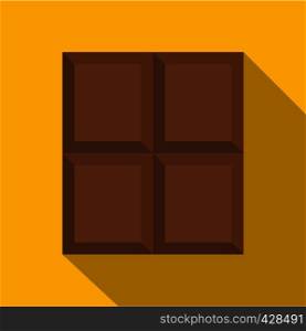 Dark milk chocolate bar icon. Flat illustration of dark milk chocolate bar vector icon for web isolated on yellow background. Dark milk chocolate bar icon, flat style