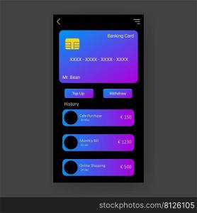 dark mode ui mobile banking app