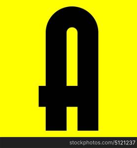 Dark modern font. Trendy alphabet, black vector letter A on a yellow background, vector illustration 10eps. Dark modern font. Trendy alphabet, black vector letter on a yellow background, vector illustration 10eps