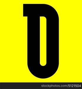 Dark modern font. Trendy alphabet, black vector letter D on a yellow background, vector illustration 10eps. Dark modern font. Trendy alphabet, black vector letter on a yellow background, vector illustration 10eps