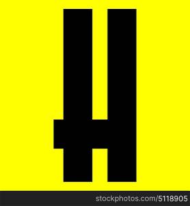 Dark modern font. Trendy alphabet, black vector letter H on a yellow background, vector illustration 10eps. Dark modern font. Trendy alphabet, black vector letter on a yellow background, vector illustration 10eps