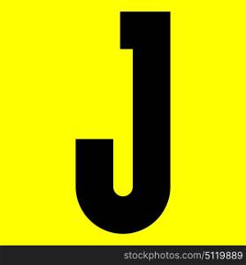 Dark modern font. Trendy alphabet, black vector letter J on a yellow background, vector illustration 10eps. Dark modern font. Trendy alphabet, black vector letter on a yellow background, vector illustration 10eps