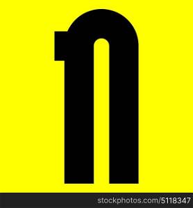 Dark modern font. Trendy alphabet, black vector letter N on a yellow background, vector illustration 10eps. Dark modern font. Trendy alphabet, black vector letter on a yellow background, vector illustration 10eps