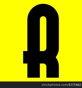 Dark modern font. Trendy alphabet, black vector letter R on a yellow background, vector illustration 10eps. Dark modern font. Trendy alphabet, black vector letter on a yellow background, vector illustration 10eps