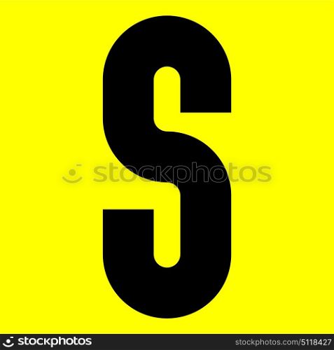 Dark modern font. Trendy alphabet, black vector letter S on a yellow background, vector illustration 10eps. Dark modern font. Trendy alphabet, black vector letter on a yellow background, vector illustration 10eps