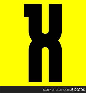 Dark modern font. Trendy alphabet, black vector letter X on a yellow background, vector illustration 10eps. Dark modern font. Trendy alphabet, black vector letter on a yellow background, vector illustration 10eps