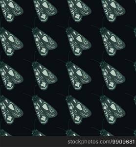 Dark night moth seamless doodle pattern. Green folk insects on black background. Stylish butterfly backdrop. Designed for wallpaper, textile, wrapping paper, fabric print. Vector illustration.. Dark night moth seamless doodle pattern. Green folk insects on black background. Stylish butterfly backdrop.