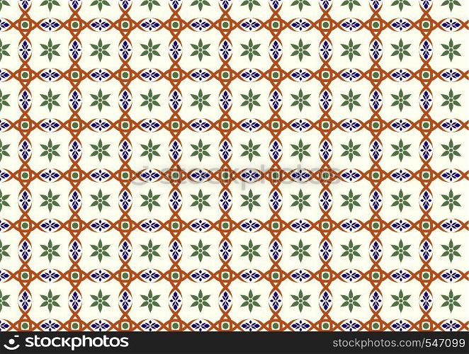 Dark Orange Vintage blossom and tribal and circle and leaves pattern on light yellow background. Classic bloom and tribal seamless pattern style for old design