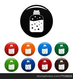 Dark potion icons set 9 color vector isolated on white for any design. Dark potion icons set color