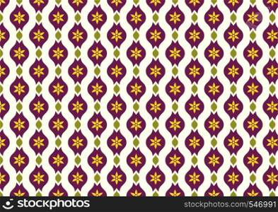 Dark purple vintage blossom and leaves and lobe pattern on light yellow background. Classic bloom seamless pattern style for old design or ancient work