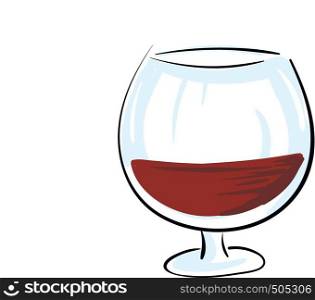 Dark red cognac in a glass vector illustration on white background.