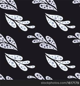 Dark seamless doodle pattern with light blue oriental nature ornament print. Black background. Abstract artwork. Great for fabric design, textile print, wrapping, cover. Vector illustration.. Dark seamless doodle pattern with light blue oriental nature ornament print. Black background. Abstract artwork.