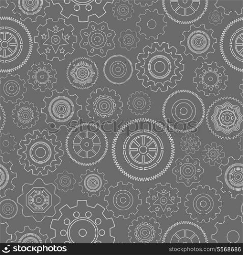 Dark seamless gear wheels pattern background vector illustration