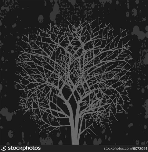 Dark silhouette of a large tree at night. For the posters, posters, t-shirts and designs.