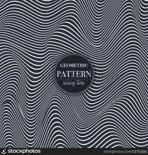 Dark silver waving line geometric pattern background for cover, greeting card, flyer. fabric print, abstract textured design wallpaper. Creative vector illustration template