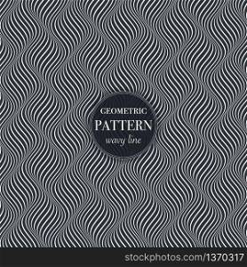 Dark silver waving line geometric pattern background for cover, greeting card, flyer. fabric print, abstract textured design wallpaper. Creative vector illustration template