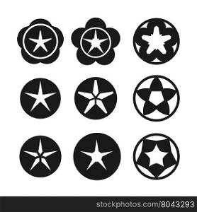 dark star icon set on bright background vector illustration