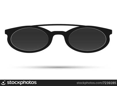 Dark sunglasses with black frames, isolated on a white background