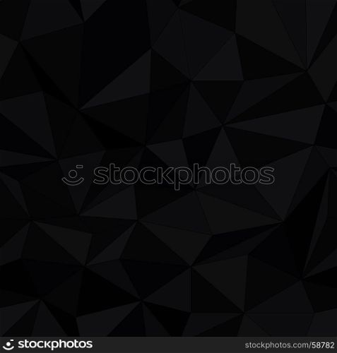 Dark triangle surface, seamless pattern. Simple black triangles texture. Black Low Poly Pattern Background