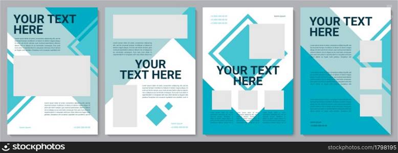 Dark turquoise corporate brochure template. Flyer, booklet, leaflet print, cover design with copy space. Your text here. Vector layouts for magazines, annual reports, advertising posters. Dark turquoise corporate brochure template
