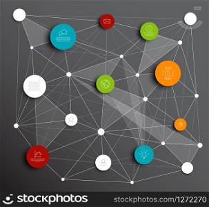 Dark Vector abstract circles illustration / infographic network template with place for your content