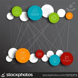 Dark Vector abstract circles illustration / infographic network template with place for your content