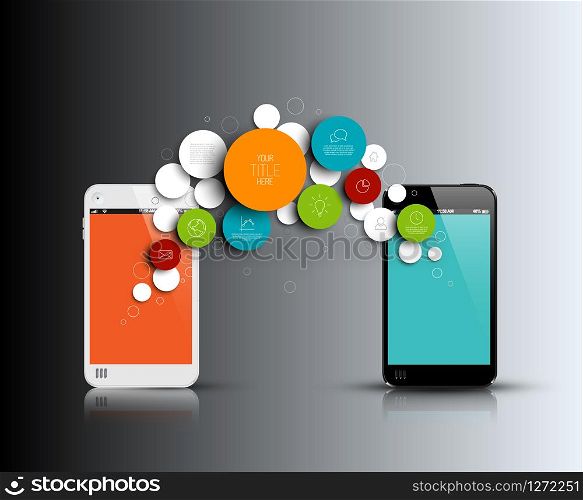 Dark Vector abstract phone illustration / infographic template with place for your content
