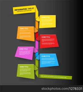 Dark Vector Infographic timeline report template made from colorful papers