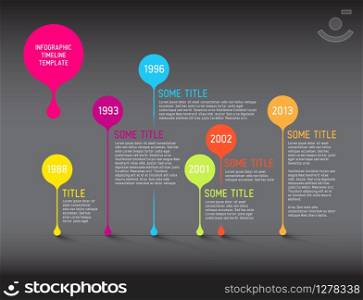 Dark Vector Infographic timeline report template with bubbles