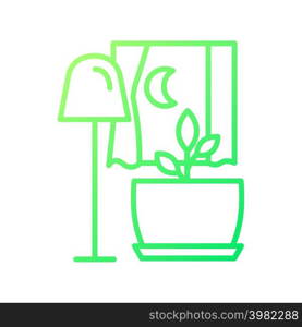 Darkness for houseplant growth gradient linear vector icon. Better plant metabolism at night. Potted flower care. Thin line color symbol. Modern style pictogram. Vector isolated outline drawing. Darkness for houseplant growth gradient linear vector icon