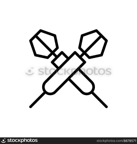 Dart arrow icon line isolated on white background. Black flat thin icon on modern outline style. Linear symbol and editable stroke. Simple and pixel perfect stroke vector illustration