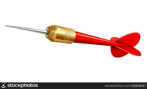 Dart arrow isolated red. Competition icon. Point success. Clear strategy. 3d realistic vector. Dart arrow isolated red vector