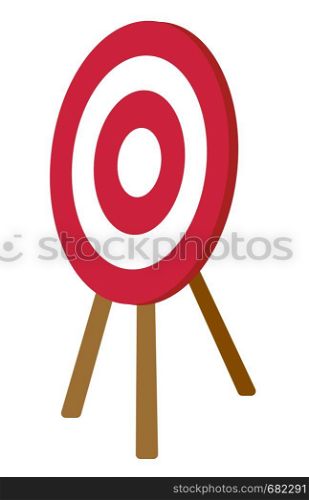 Dart board on stand vector cartoon illustration isolated on white background.. Dart board on stand vector cartoon illustration.