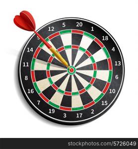 Dart board with arrow realistic isolated on white background vector illustration